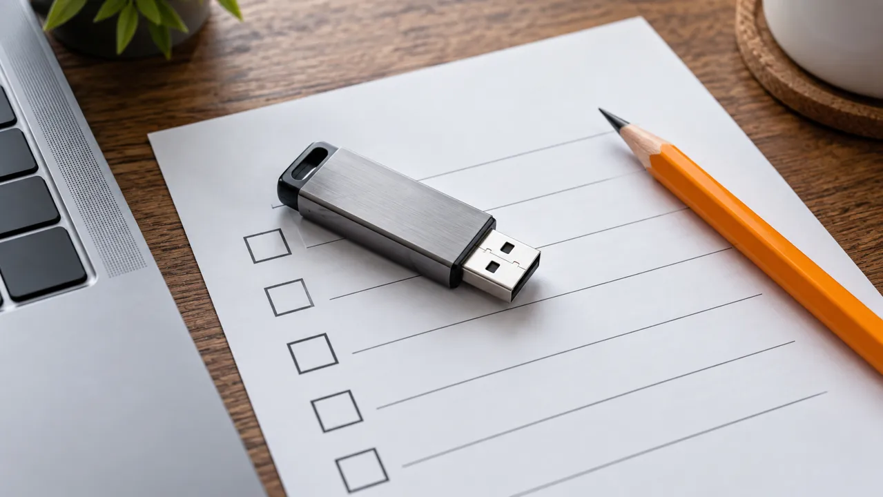 כונן USB ורשימת הכנה להתקנה