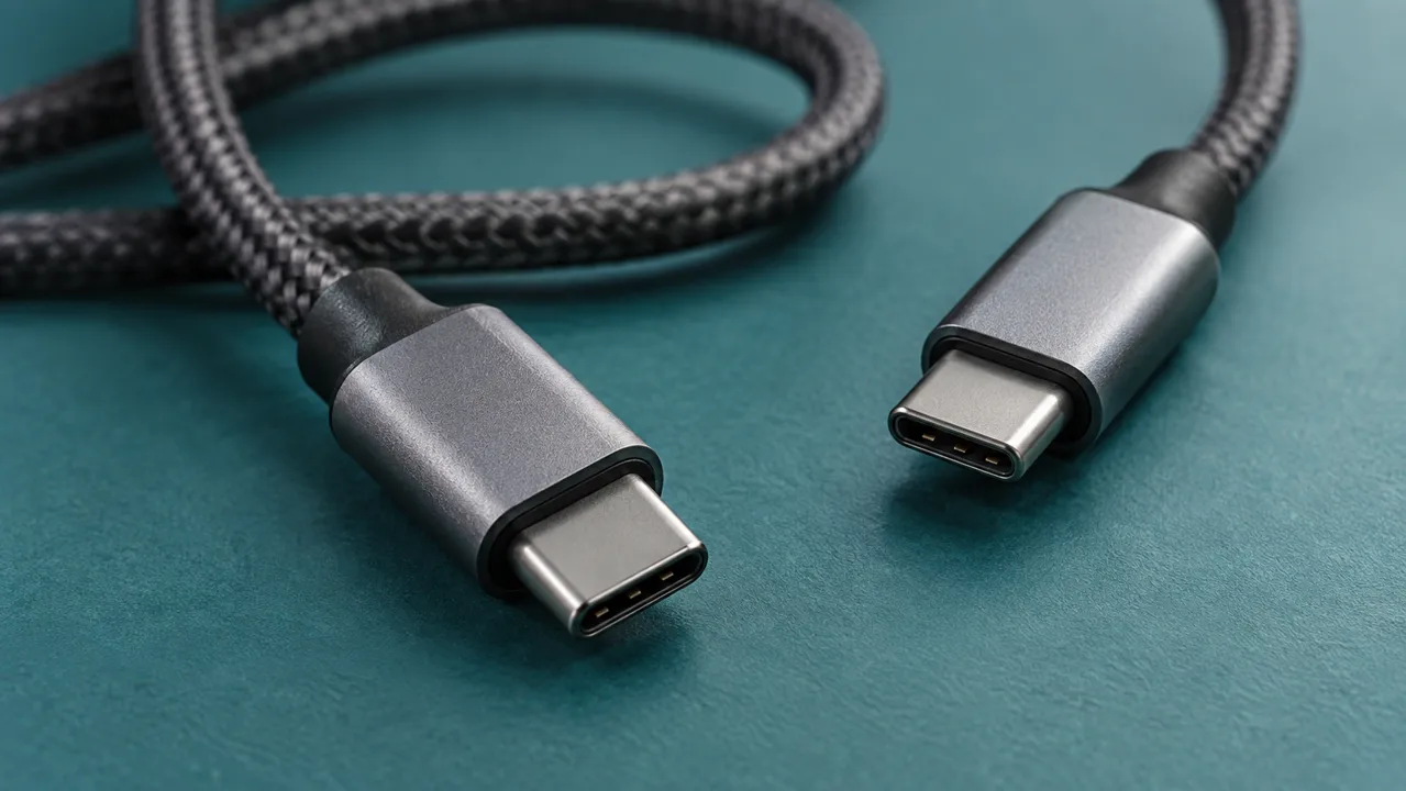 תקריב מחברי כבלי USB-C